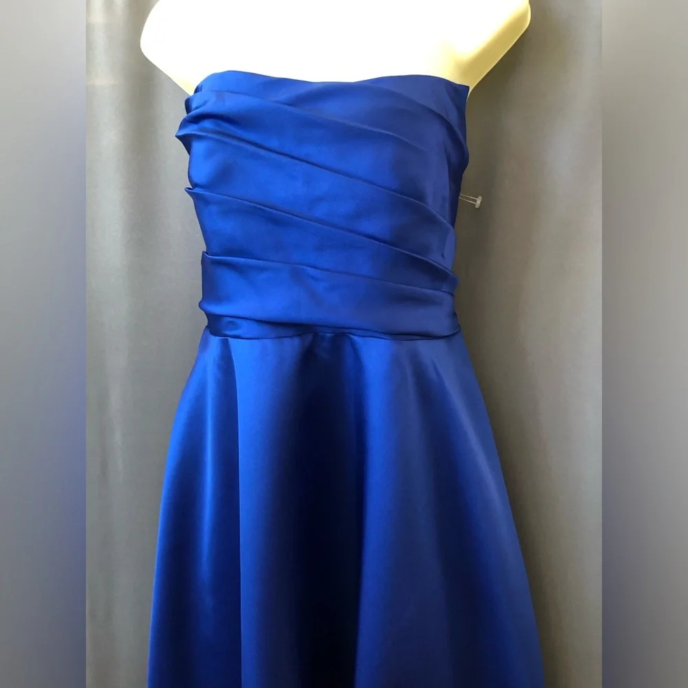 Alfred Sung Women's Strapless Satin Gown,sz 14R,New, Cobalt blue - Picture 6 of 7